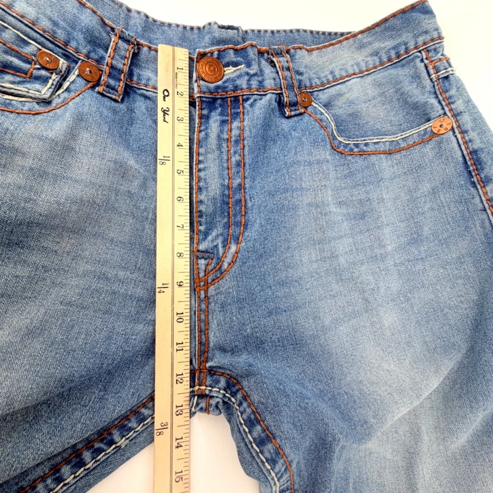 True Religion Ricky Super T Jeans Mens 40 Blue Good Altered Hem Straight Leg